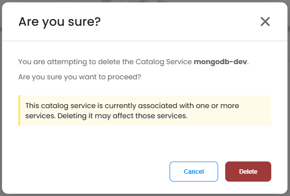 Delete Catalog Service Modal
