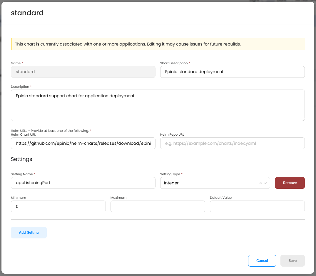 Edit App Chart Modal